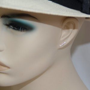 Rose Gold Over Sterling Silver CZ Bar Earrings